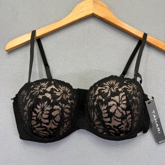 Tahari Other - Tahari Black Floral Lace Strapless Convertible Underwire Bra 36C WP51451-002-TZC